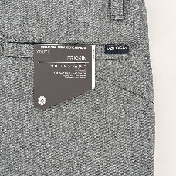 Volcom Frickin Charcoal Gray Chino Shorts Boys Size 14 Large 27 8" Inseam - Picture 5 of 7